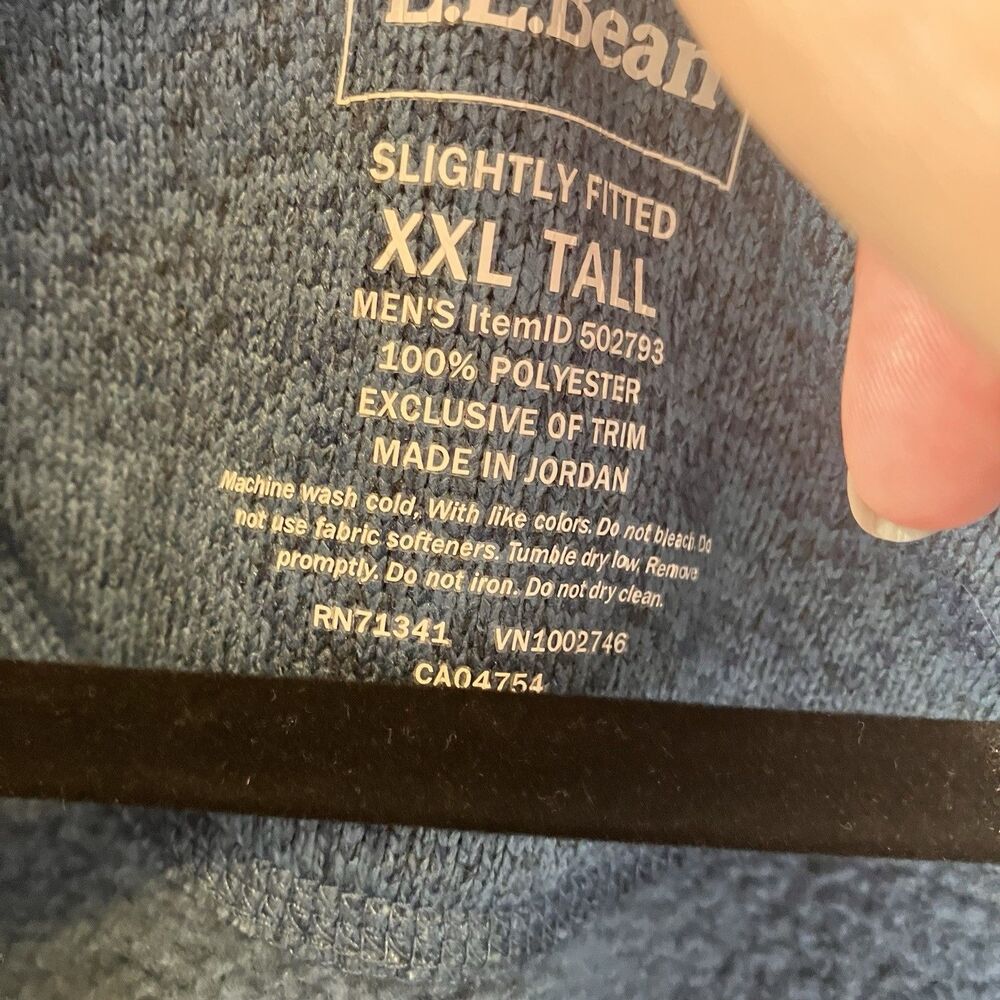 LL Bean Mens Sweater Fleece Pullover Jacket Blue 1/4 Snap Slightly Fitted XXLT - Picture 4 of 14